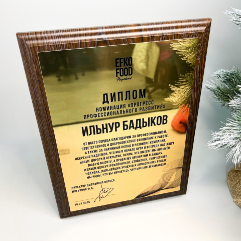 Плакетка деревянная — Диплом «Прогресс профессионального развития»